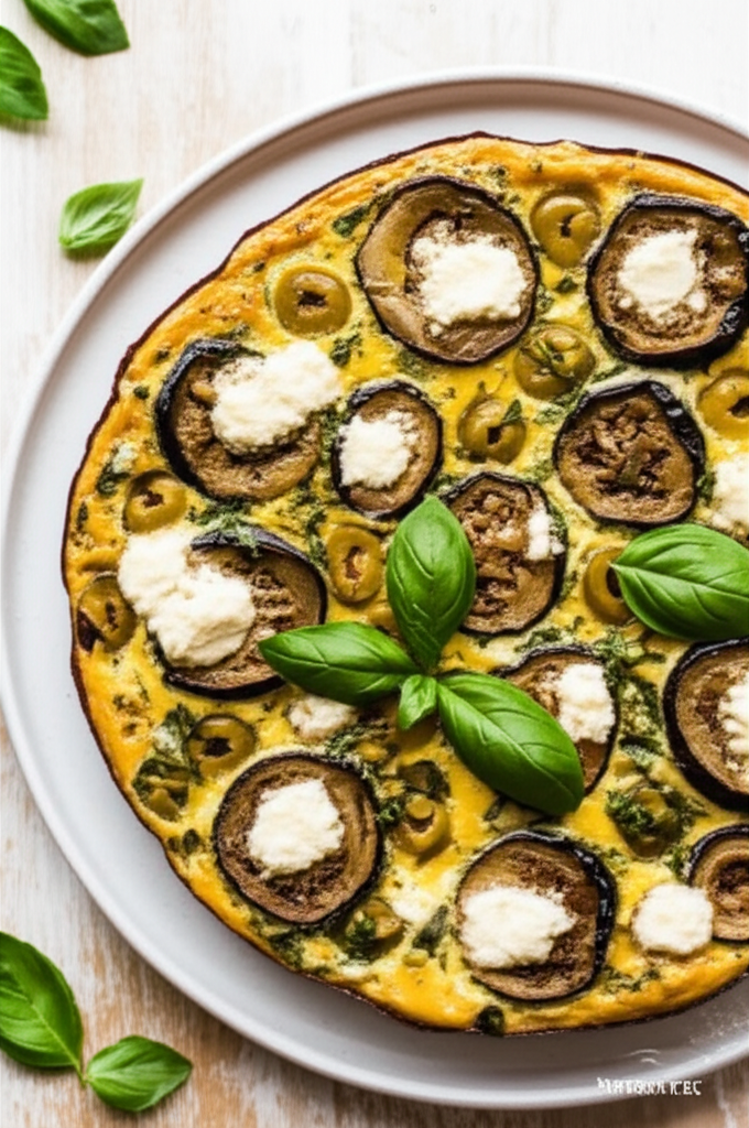 Baby Eggplant Olive And Herb Cheese Frittata image
