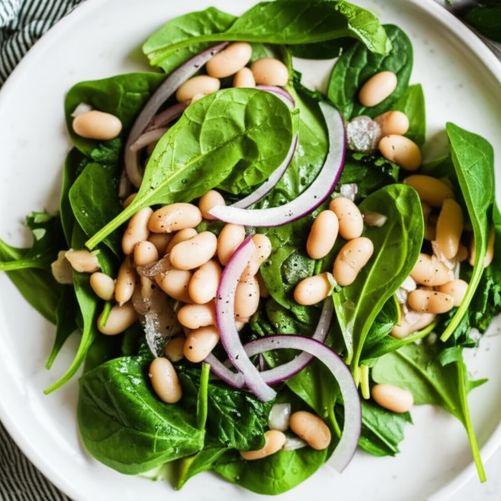 Baby Greens And Garlicky White Bean Salad image
