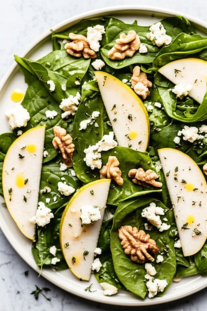 Baby Greens Pear Walnut And Blue Cheese Salad image