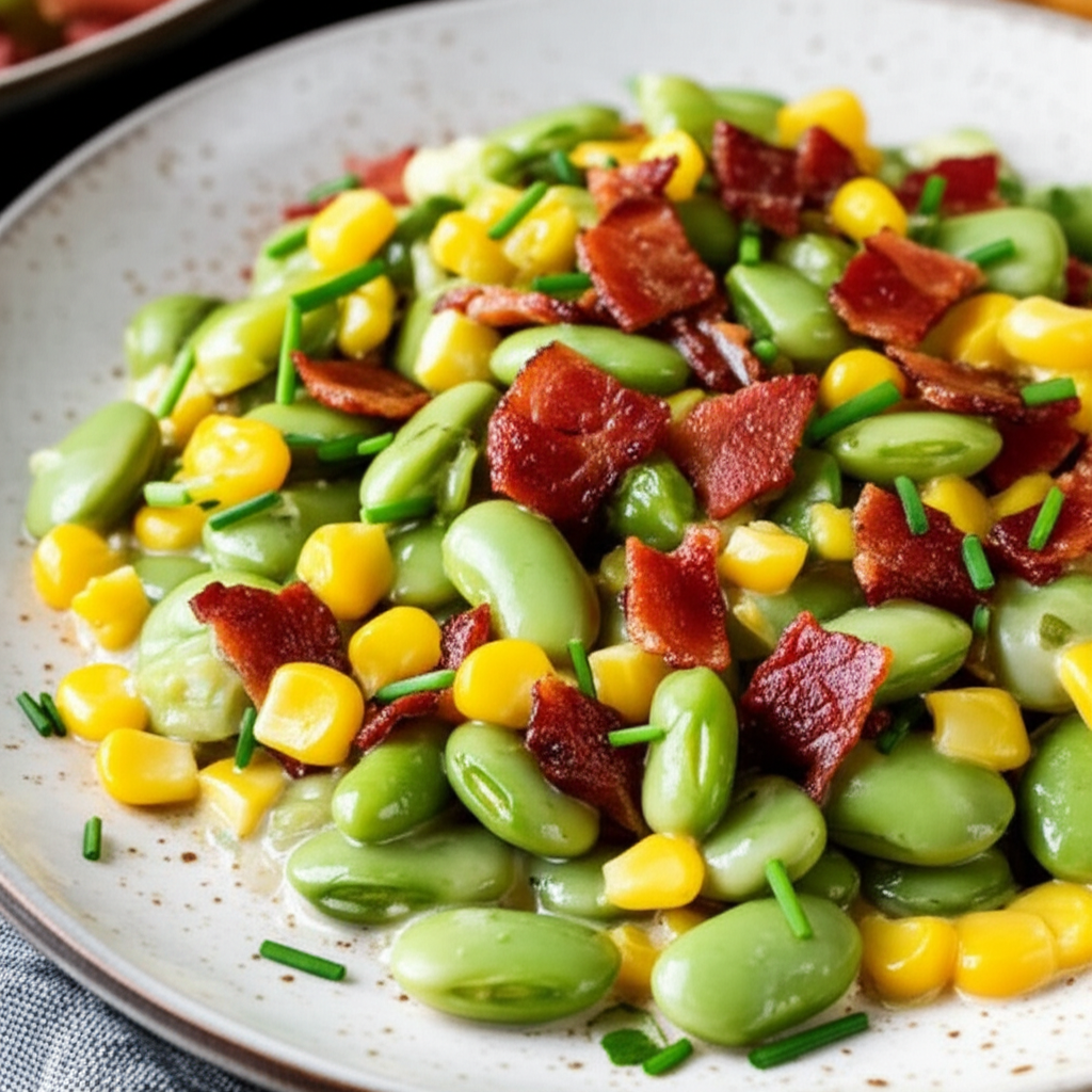 Baby Lima Beans And Corn In Chive Cream image
