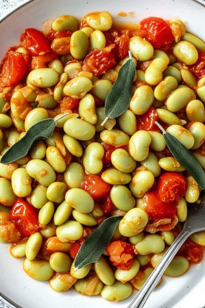 Baby Lima Beans With Tomatoes And Sage image