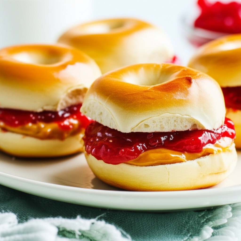 Baby Pb J Bagel Sandwiches image