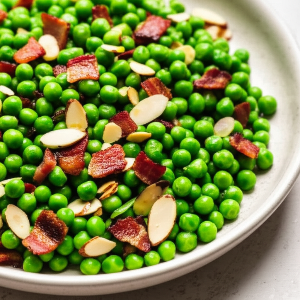 Baby Peas With Bacon And Almonds image