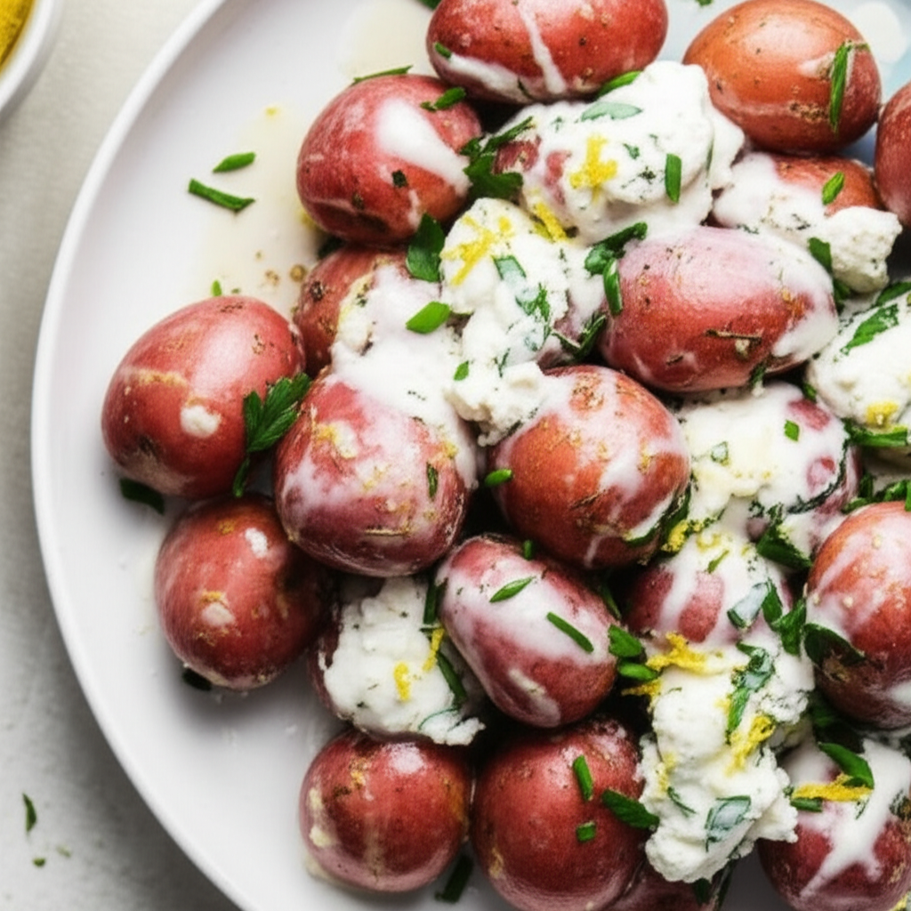 Baby Potatoes With Creamy Goat Cheese And Fine Herbs image