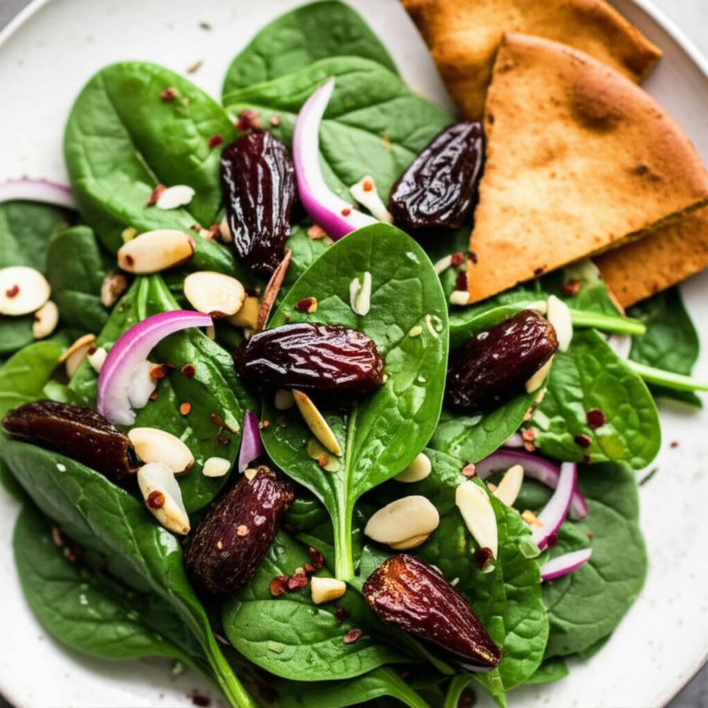 Baby Spinach Salad With Dates Almonds image