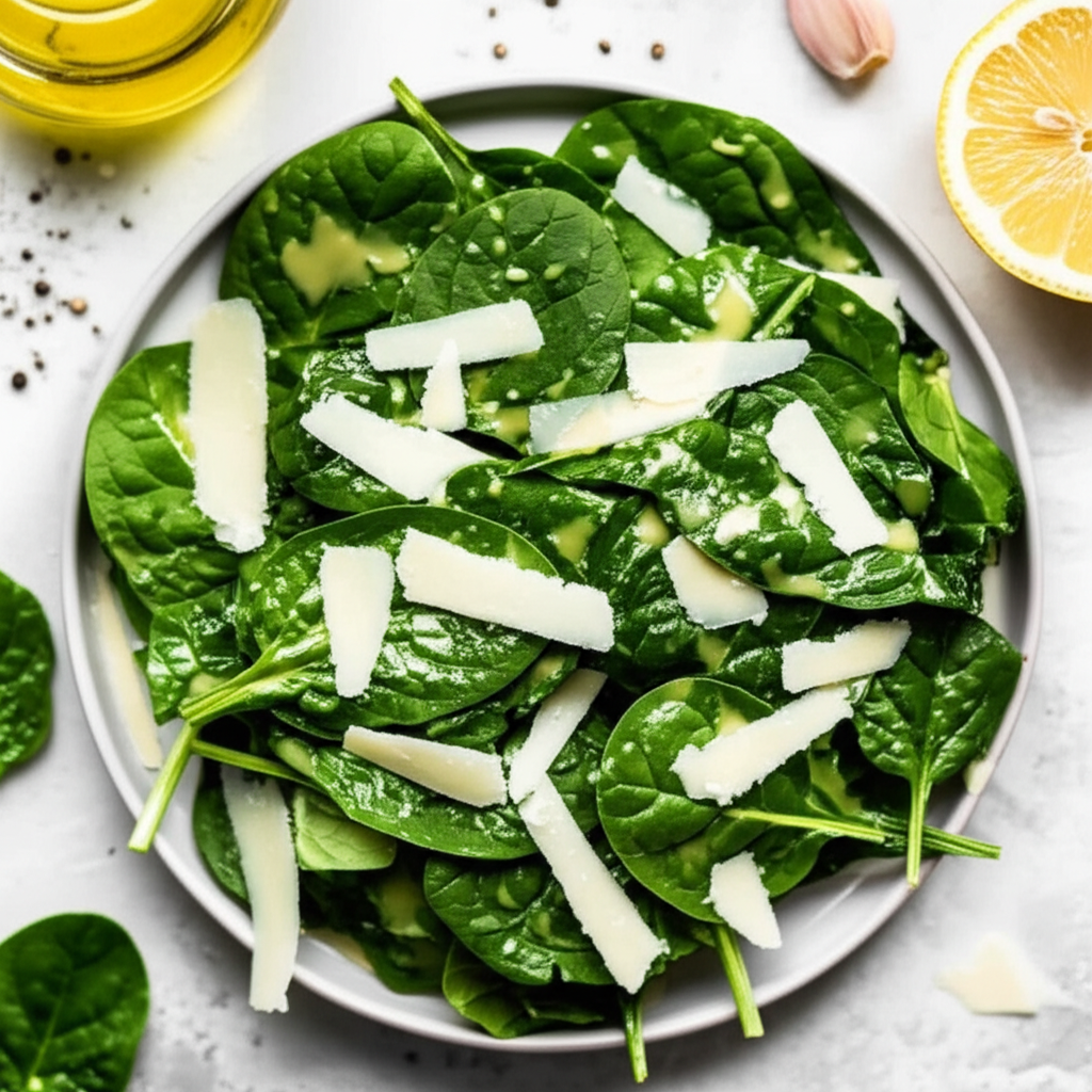 Baby Spinach Salad With Lemon And Parmesan image