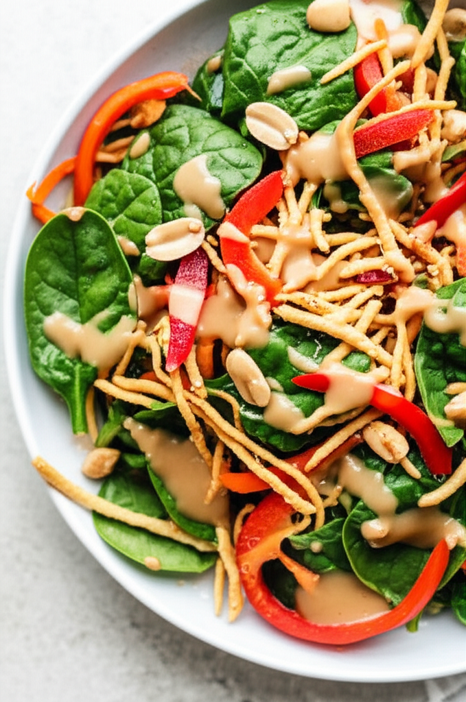 Baby Spinach Salad With Peanut Dressing image