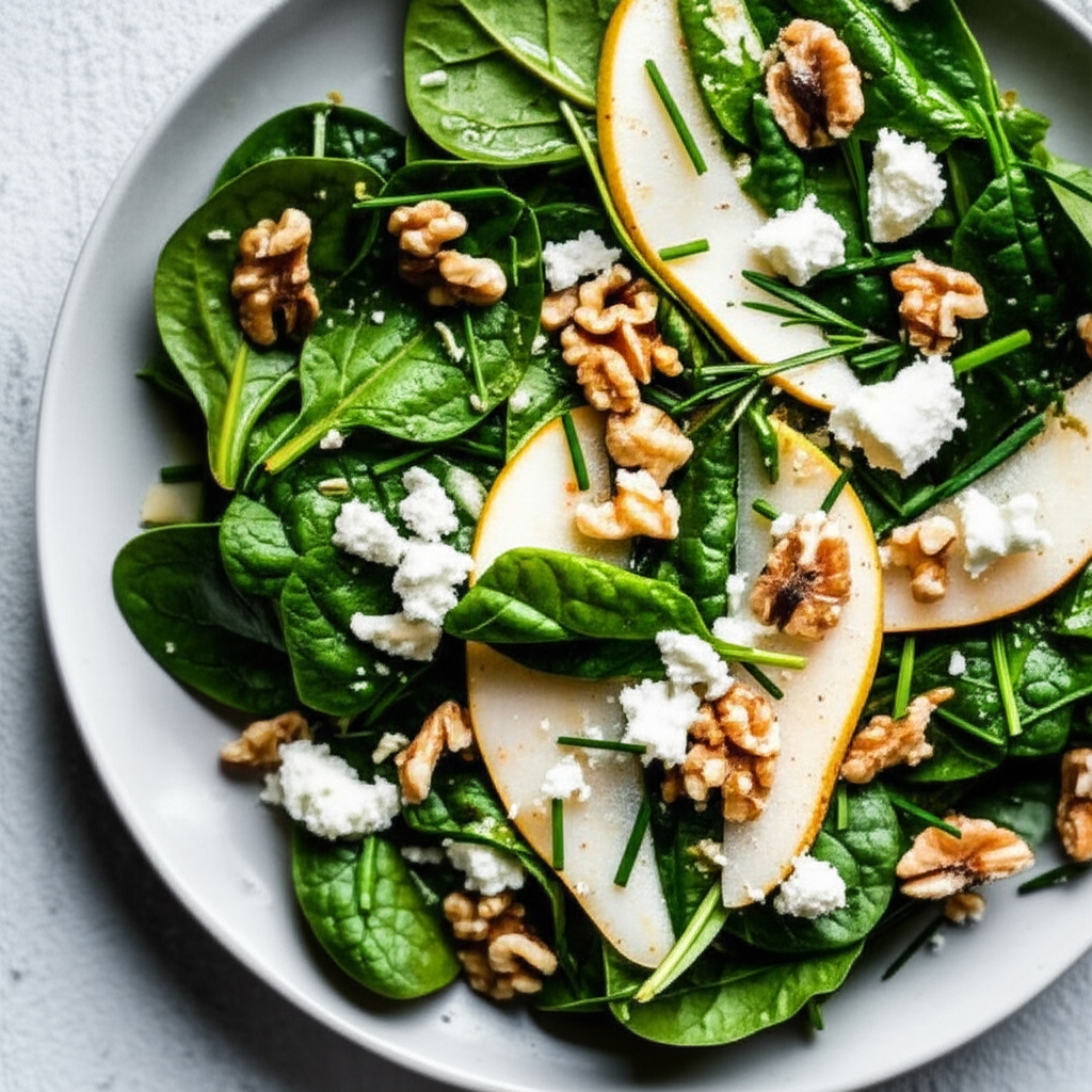 Baby Spinach Pear And Walnut Salad image
