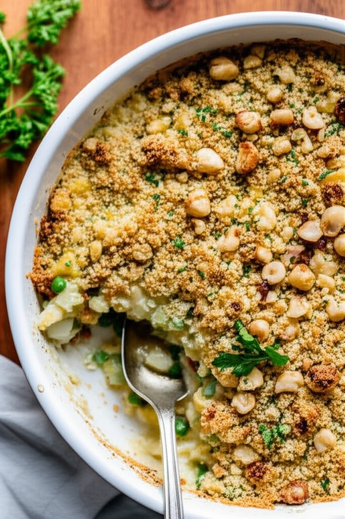 Leek Hazelnut And Cheese Crumble image