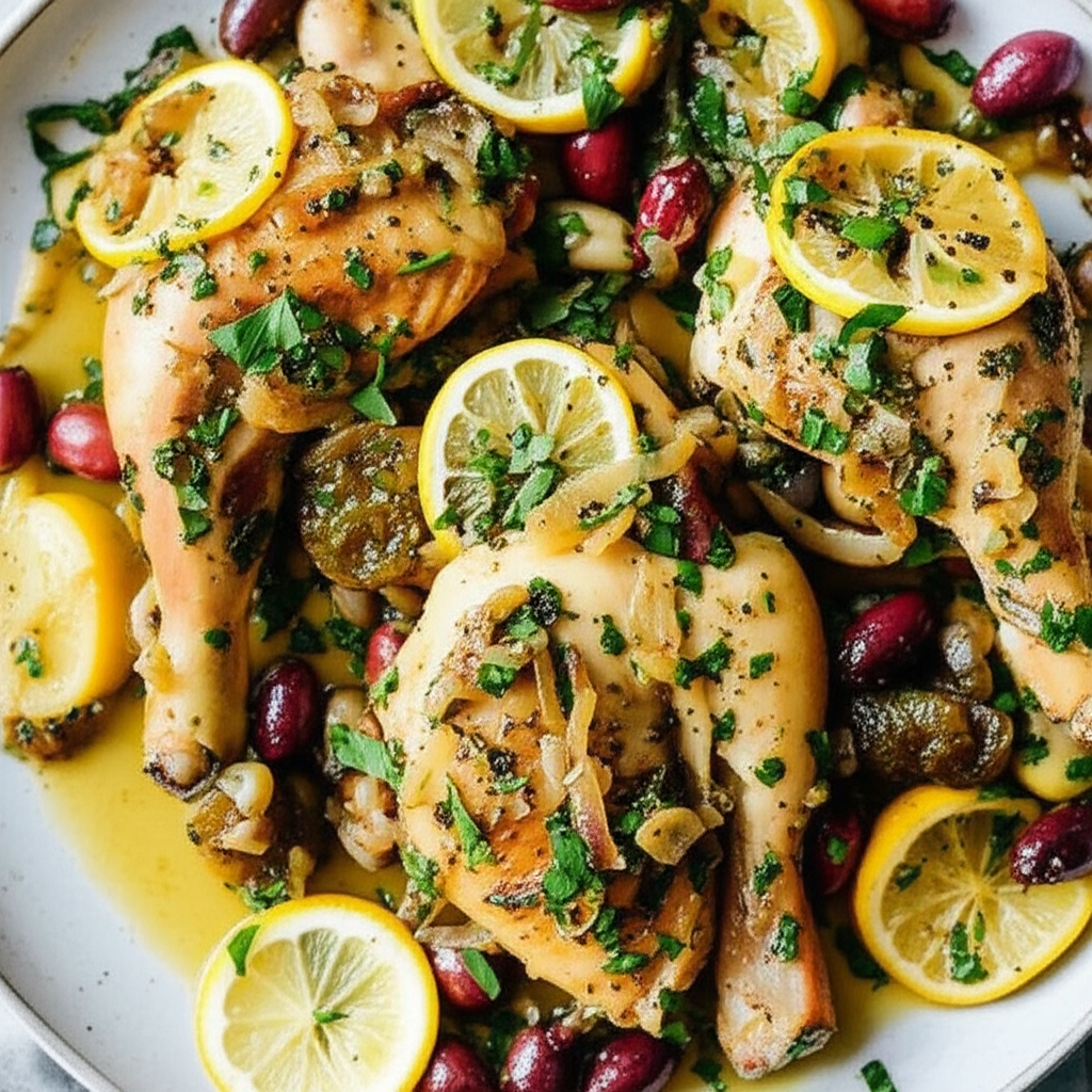 Lemon Chicken With Cilantro And Olives Poulet M Charmel image