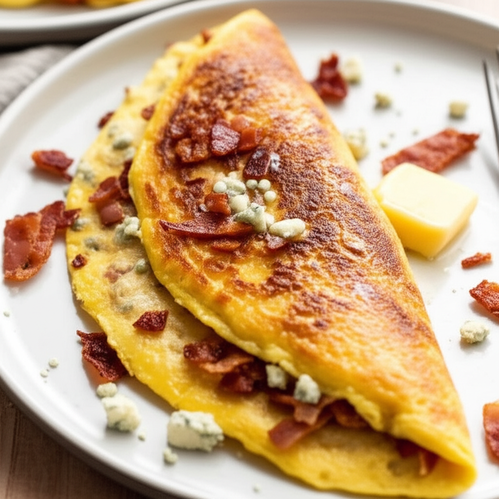 Bacon Blue Cheese Omelette Bleu Cheese Omelet image