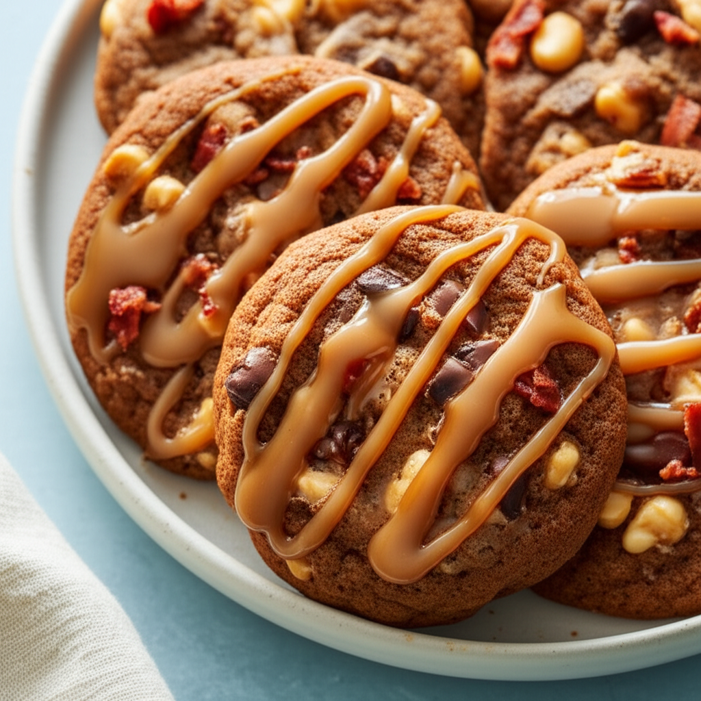 Bacon Chocolate Chip Cookies With Maple Cinnamon Glaze image