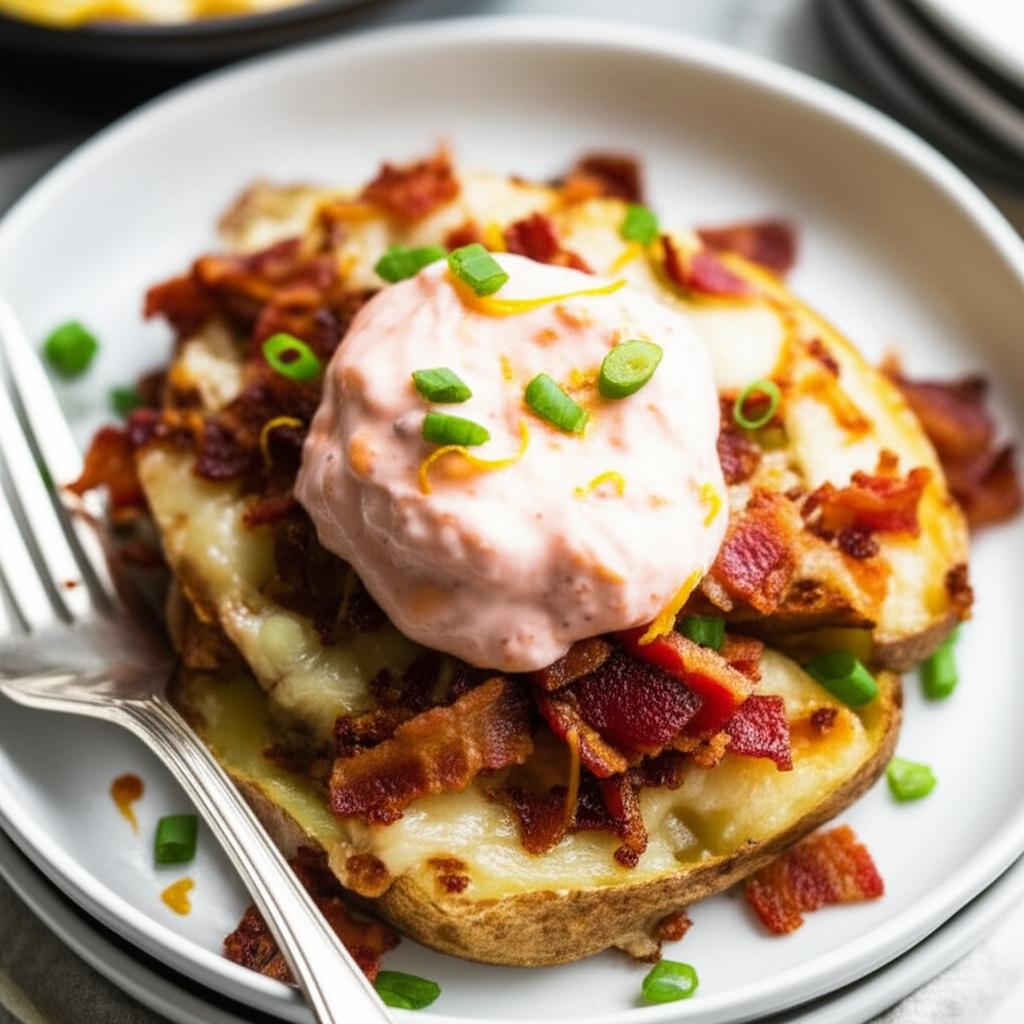 Bacon Goat Cheese Potatoes With Sundried Tomato Sour Cream image