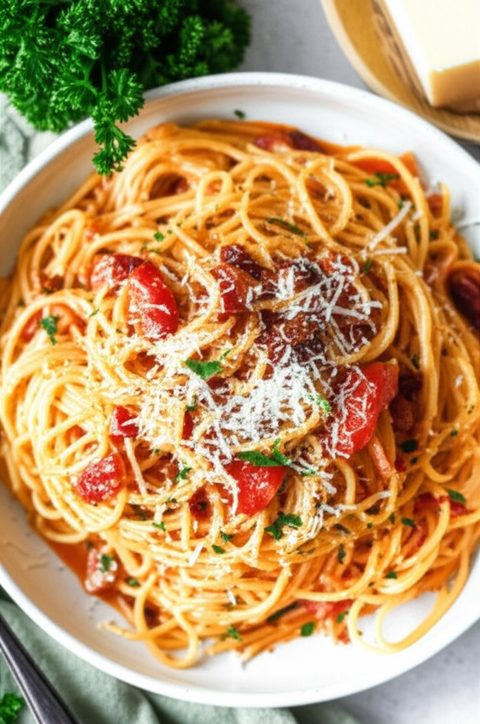 Bacon Tomato Spaghetti Carbonara image