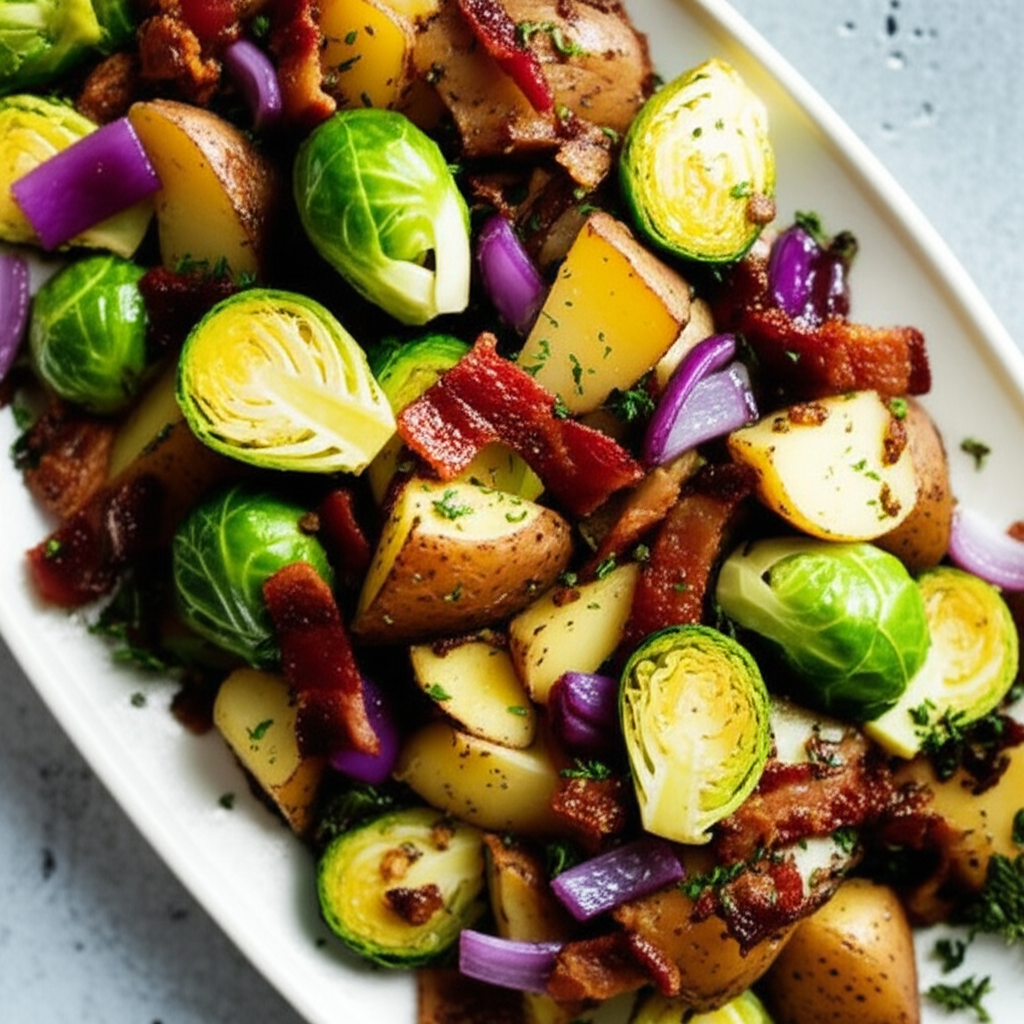 Bacon And Brussels Sprouts Hash Tyler Florence image