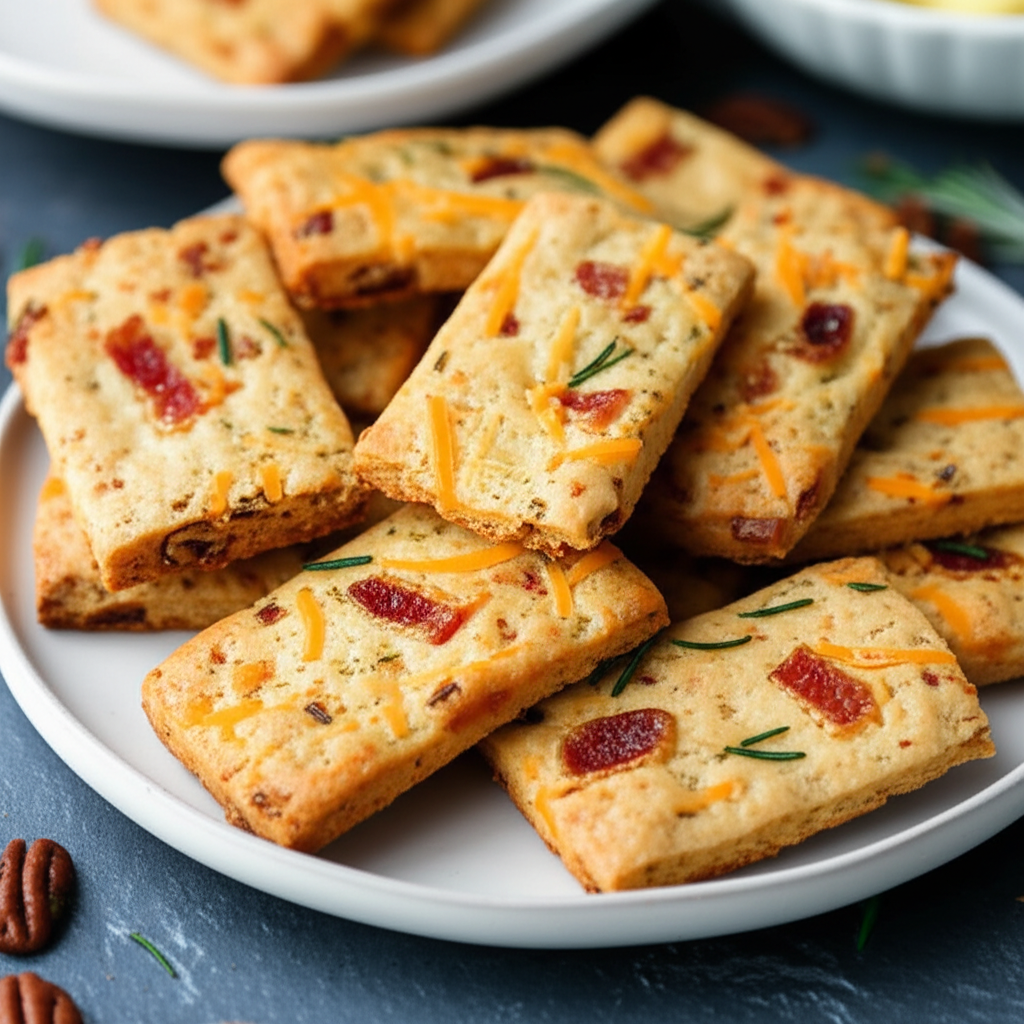 Bacon And Cheddar Shortbreads With Rosemary image