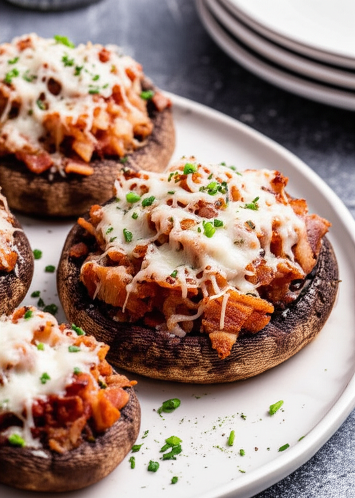 Bacon And Cheese Stuffed Portobello Mushrooms image