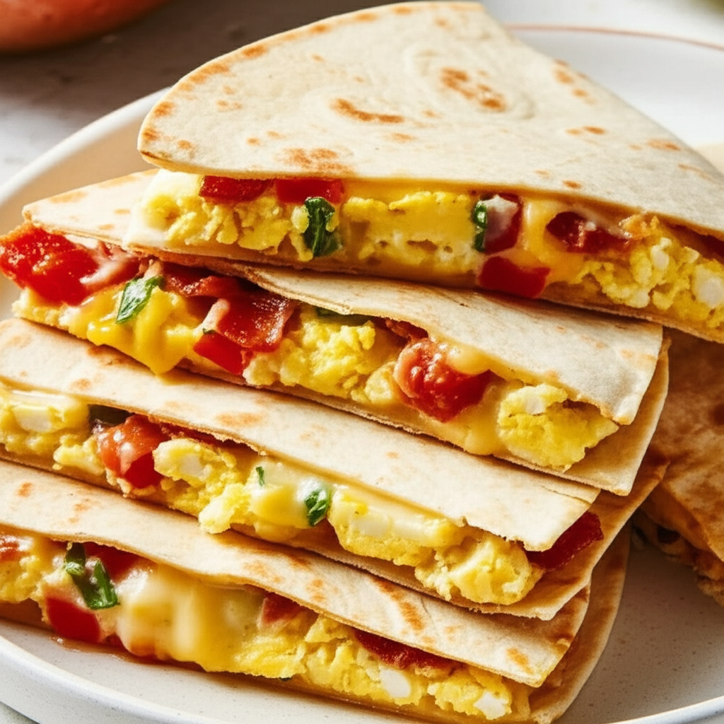 Bacon And Egg Ranch Salsa Breakfast Quesadillas image