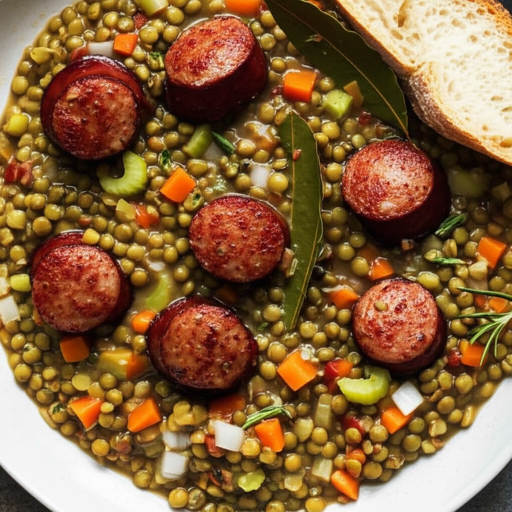 Lentils And Spicy Sausages image