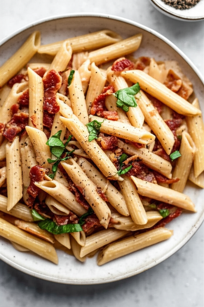 Bacon And Sun Dried Tomato Alfredo Pasta Ww Recipe image
