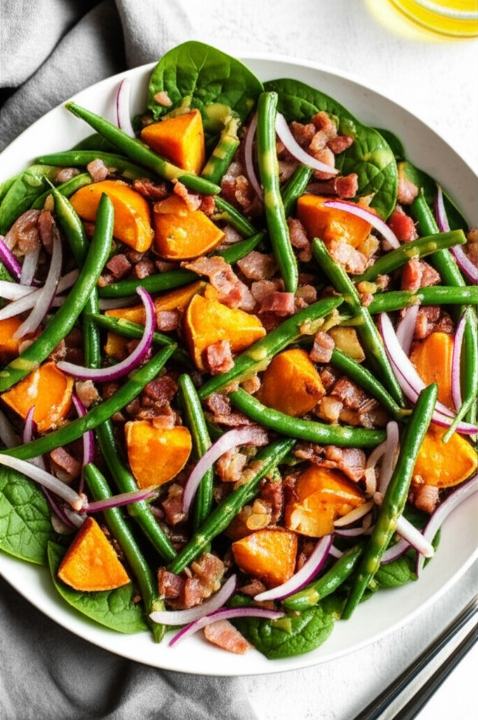 Bacon And Sweet Potato Salad With Warm Honey Mustard Dressing image