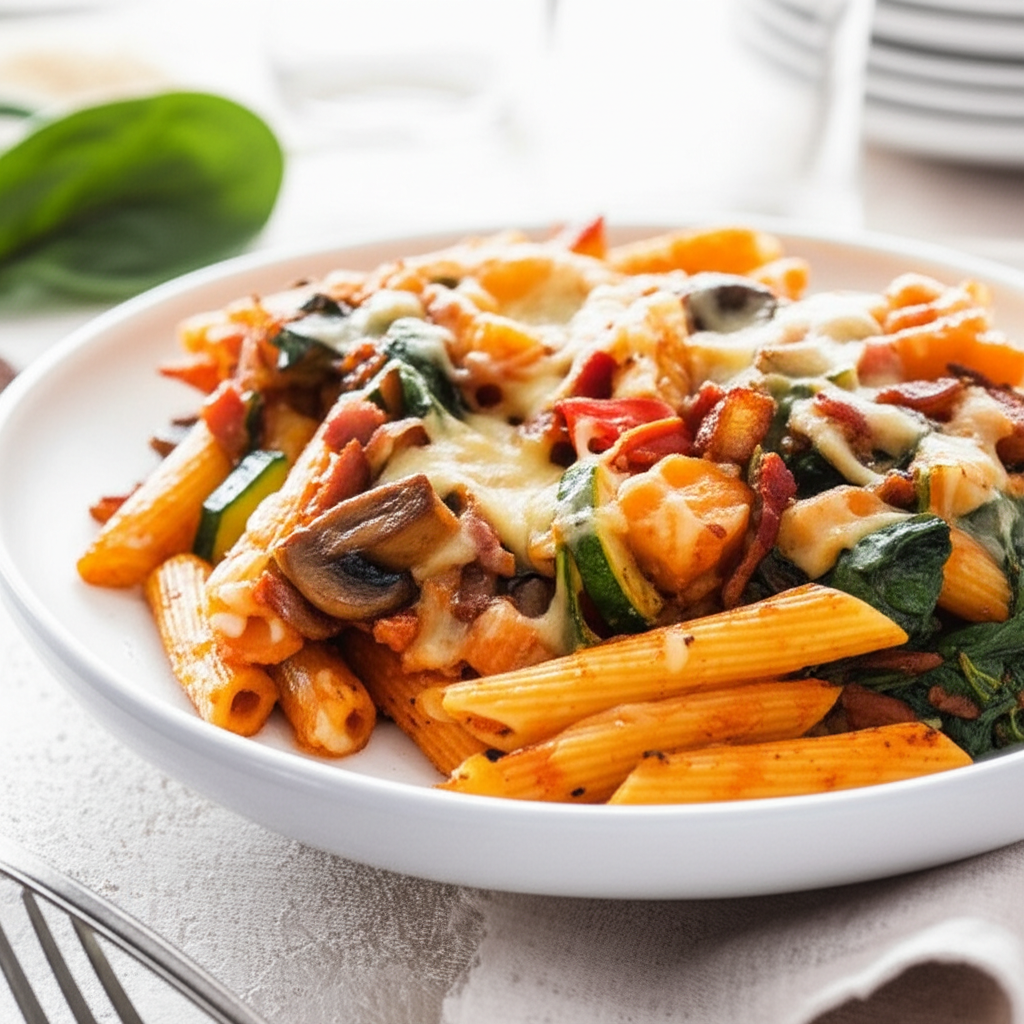 Bacon And Vegetable Pasta Bake image