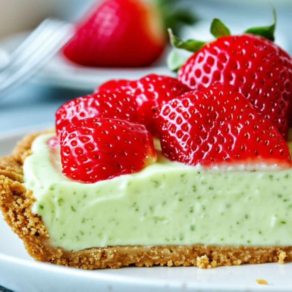 Lime Cream Fresh Strawberry Pie With Gingersnap Crust image