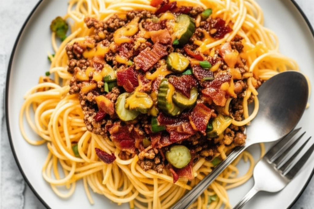 Bacon Cheeseburger Spaghetti image
