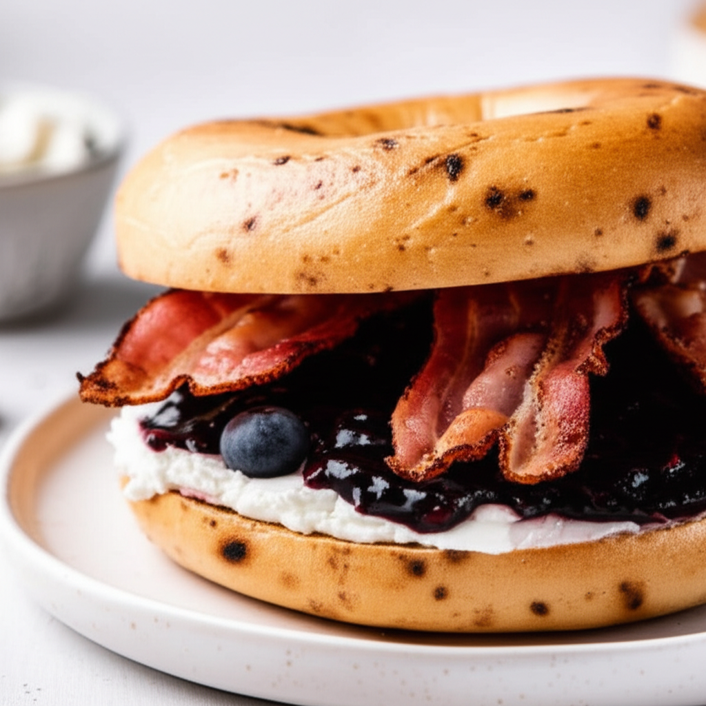 Bacon Cream Cheese Bagel Sandwich image