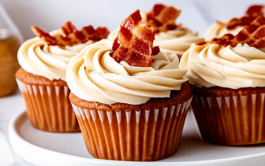 Bacon Infused Maple Cupcakes image