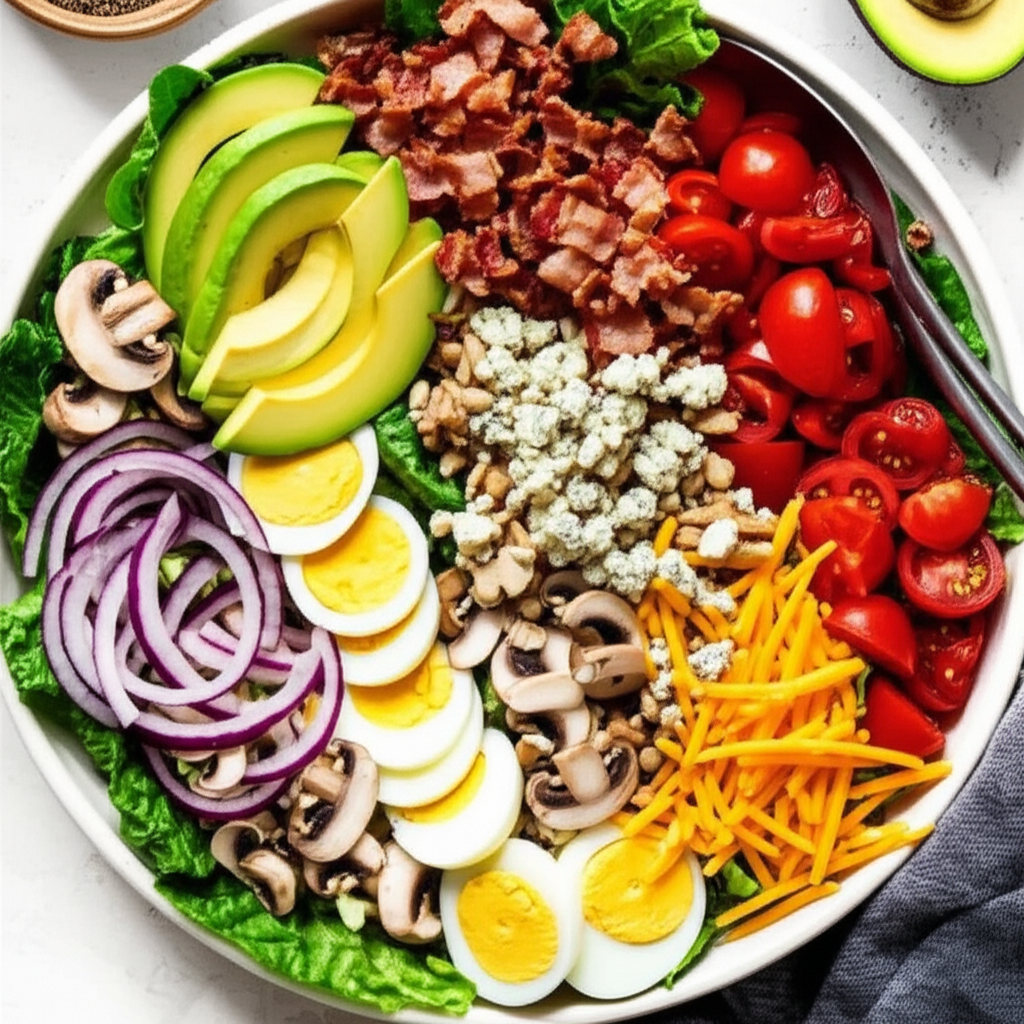 Bacon Lettuce Tomato And More Salad With Blue Cheese Dressing image