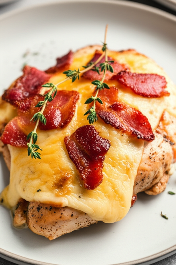 Bacon Roasted Chicken Breast Smothered In Smoked Gouda image