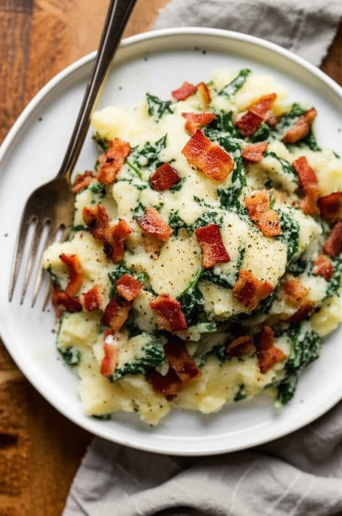 Bacon Spinach And Cream Potatoes image