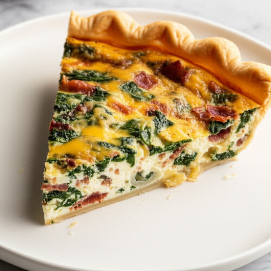 Bacon Spinach Asiago Quiche image