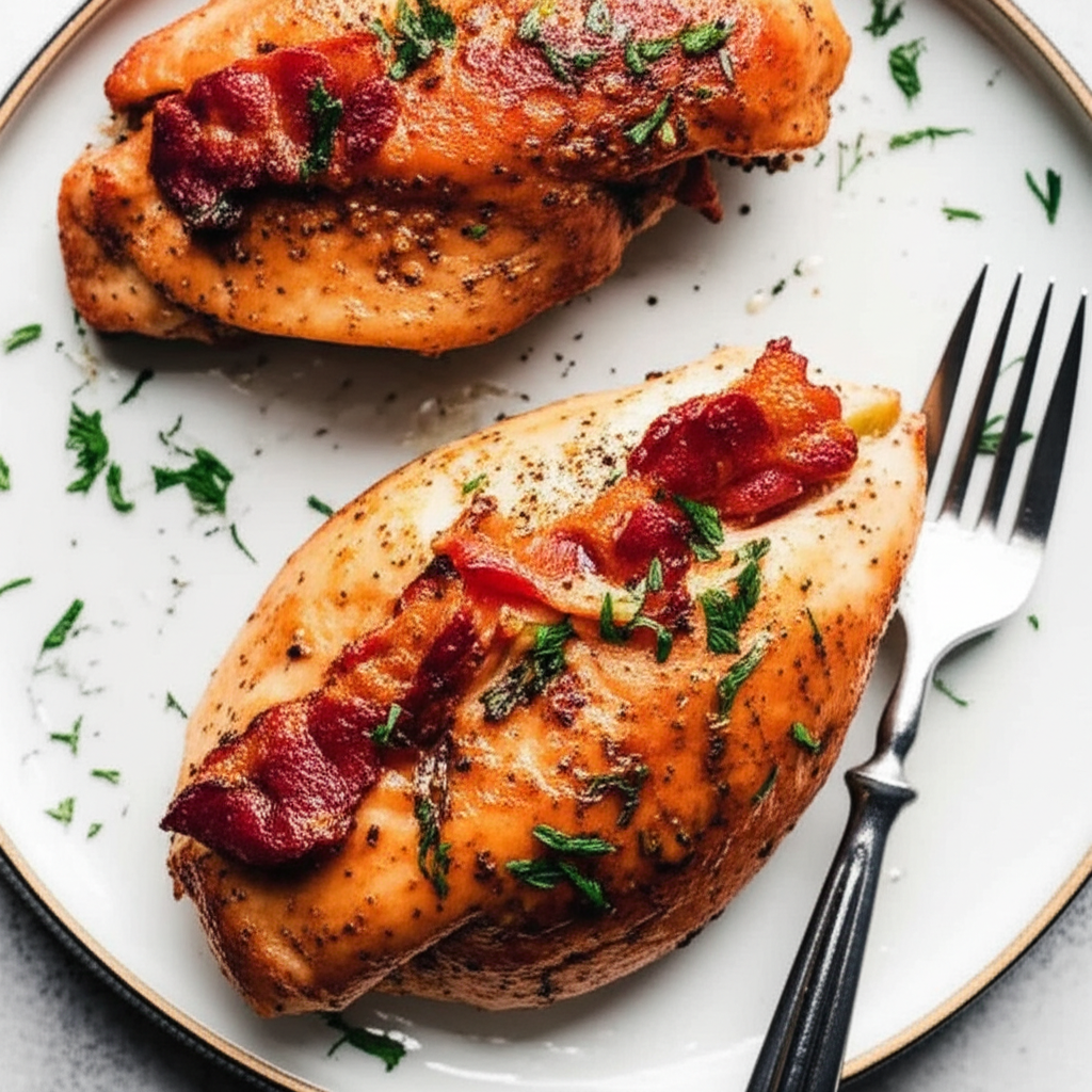 Bacon Stuffed Chicken Breast With Honey And Lemon Pepper image