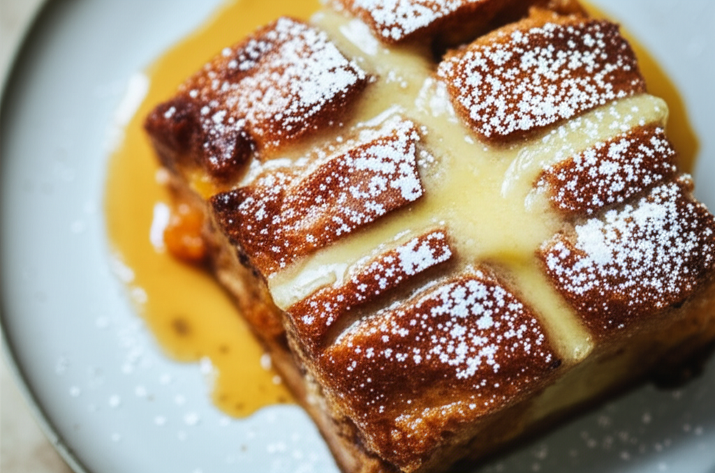 Low Fat Hot Cross Buns Bread Butter Pudding image