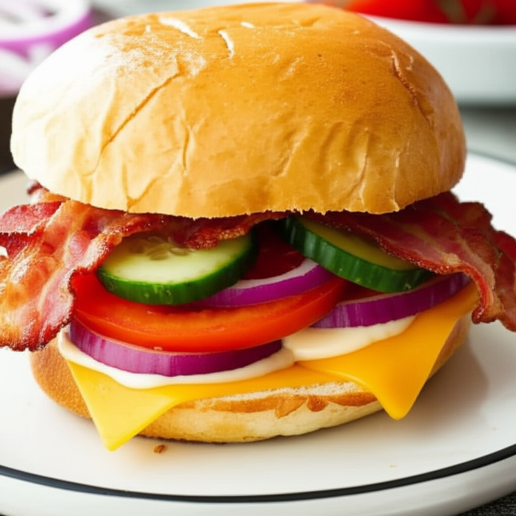 Bacon Tomato Sandwich With Cheddar image