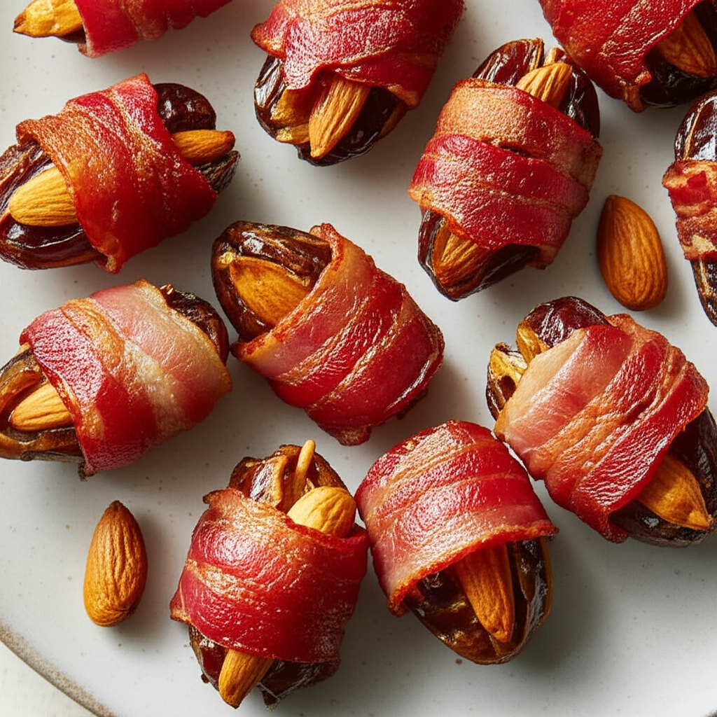 Bacon Wrapped Dates With Almonds image