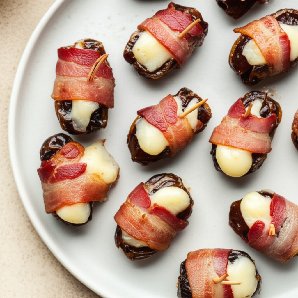 Bacon Wrapped Dates With Cheese image