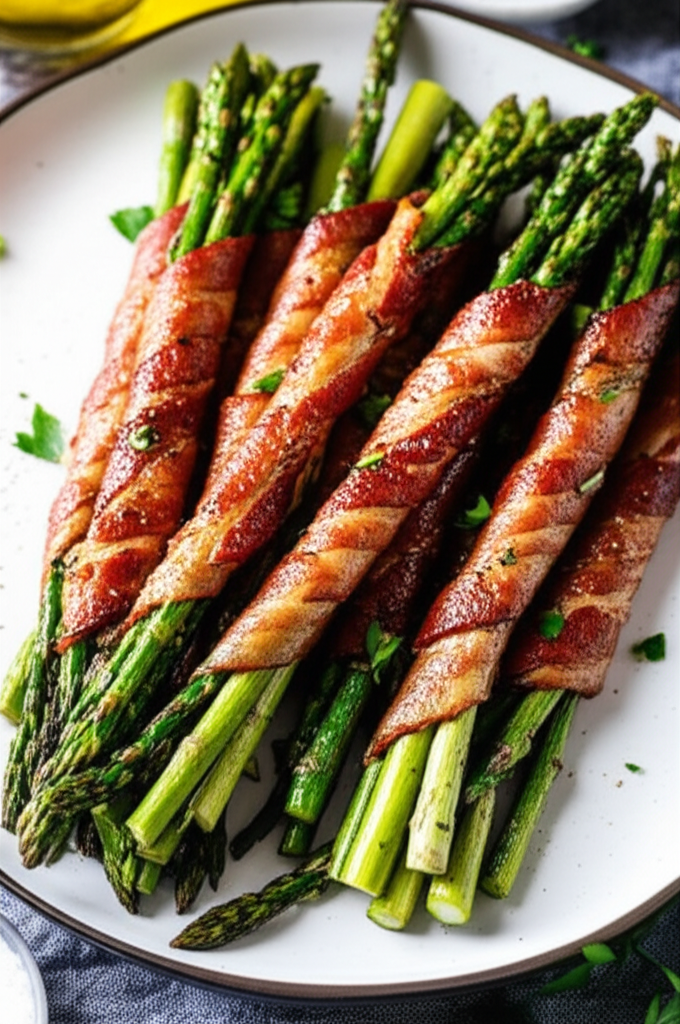 Bacon Wrapped Garlic Asparagus Bundles image