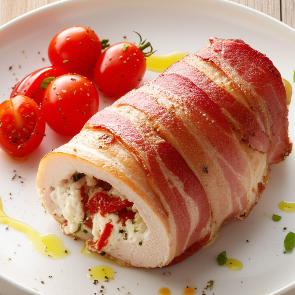 Bacon Wrapped Goat Cheese Chicken Breasts image