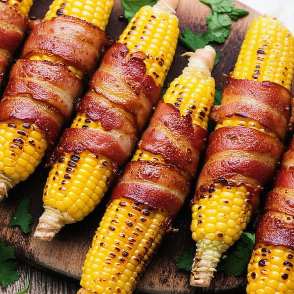 Bacon Wrapped Grilled Corn On The Cob image