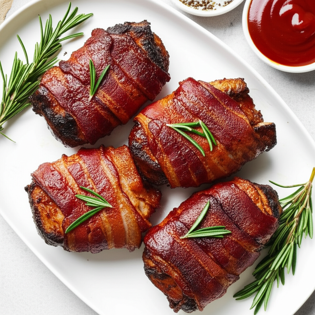 Bacon Wrapped Pork Chops With Bbq Sauce image