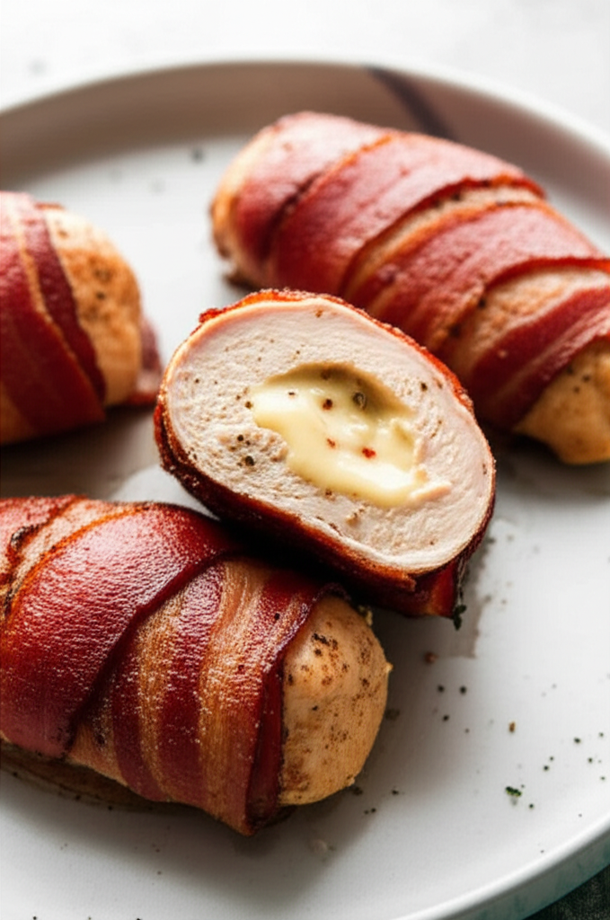 Bacon Wrapped Smoked Gouda Stuffed Chicken Breasts image