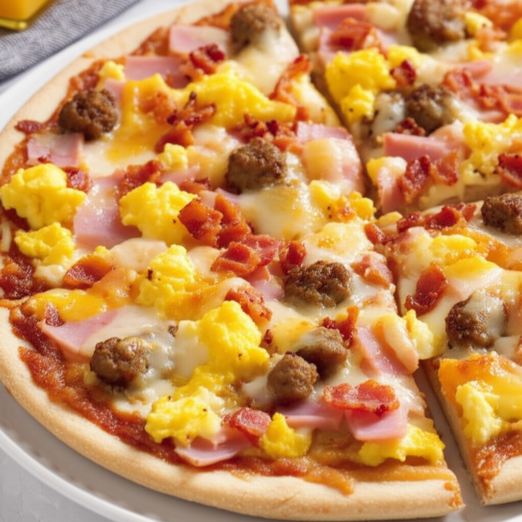 3 Meat Breakfast Pizza image