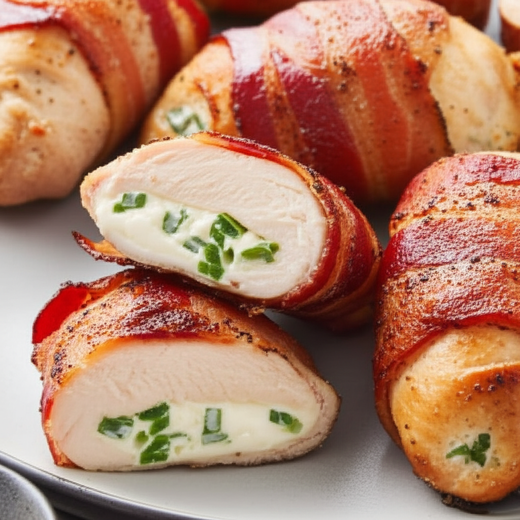 Bacon Wrapped Cream Cheese Stuffed Chicken Breasts image