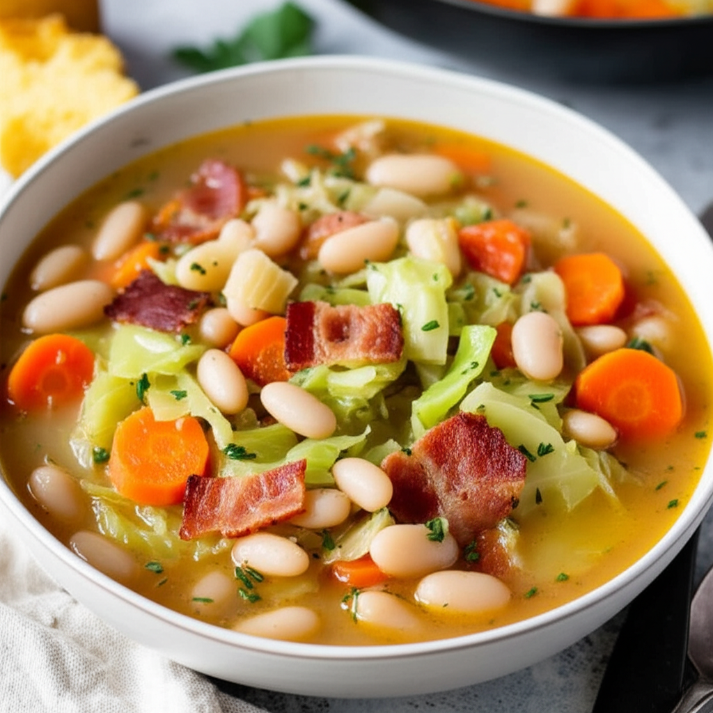 Bacon Cabbage And White Bean Soup image