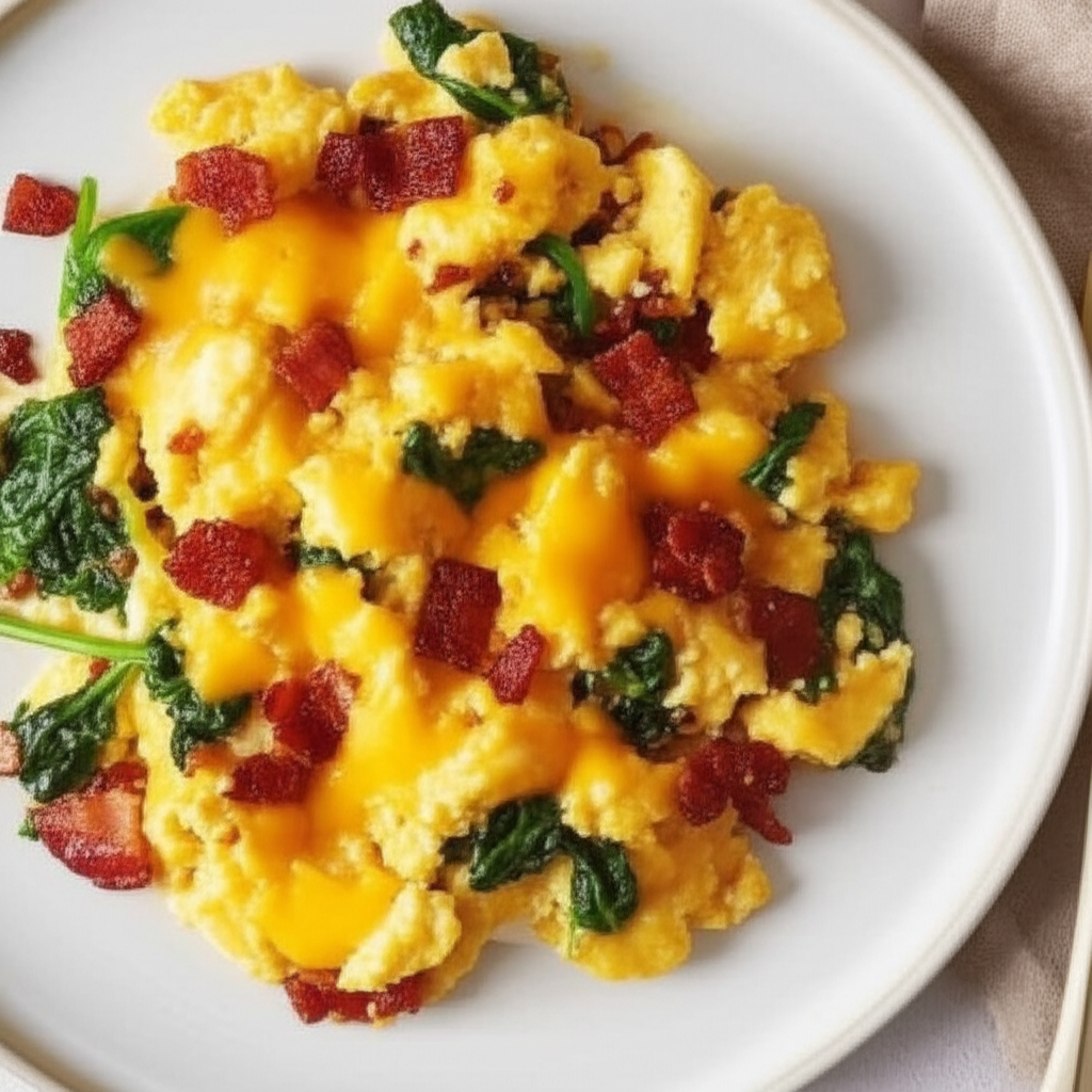 Bacon Spinach And Egg Scramble image
