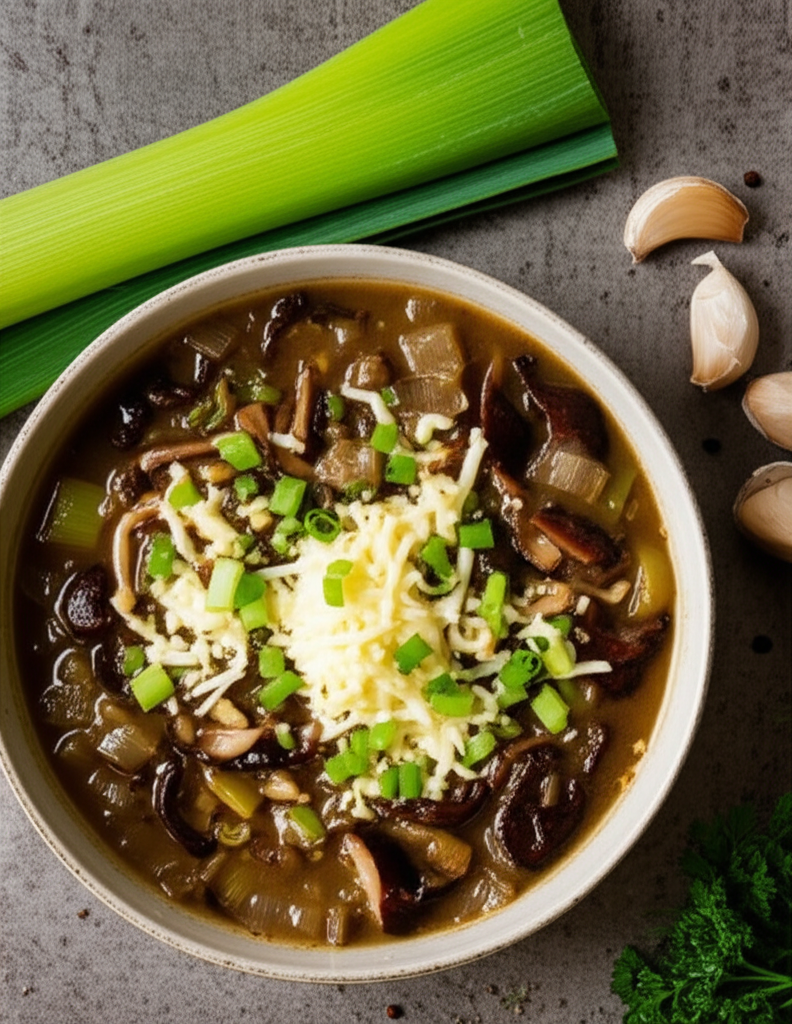 3 Onion Mushroom And Garlic Soup image