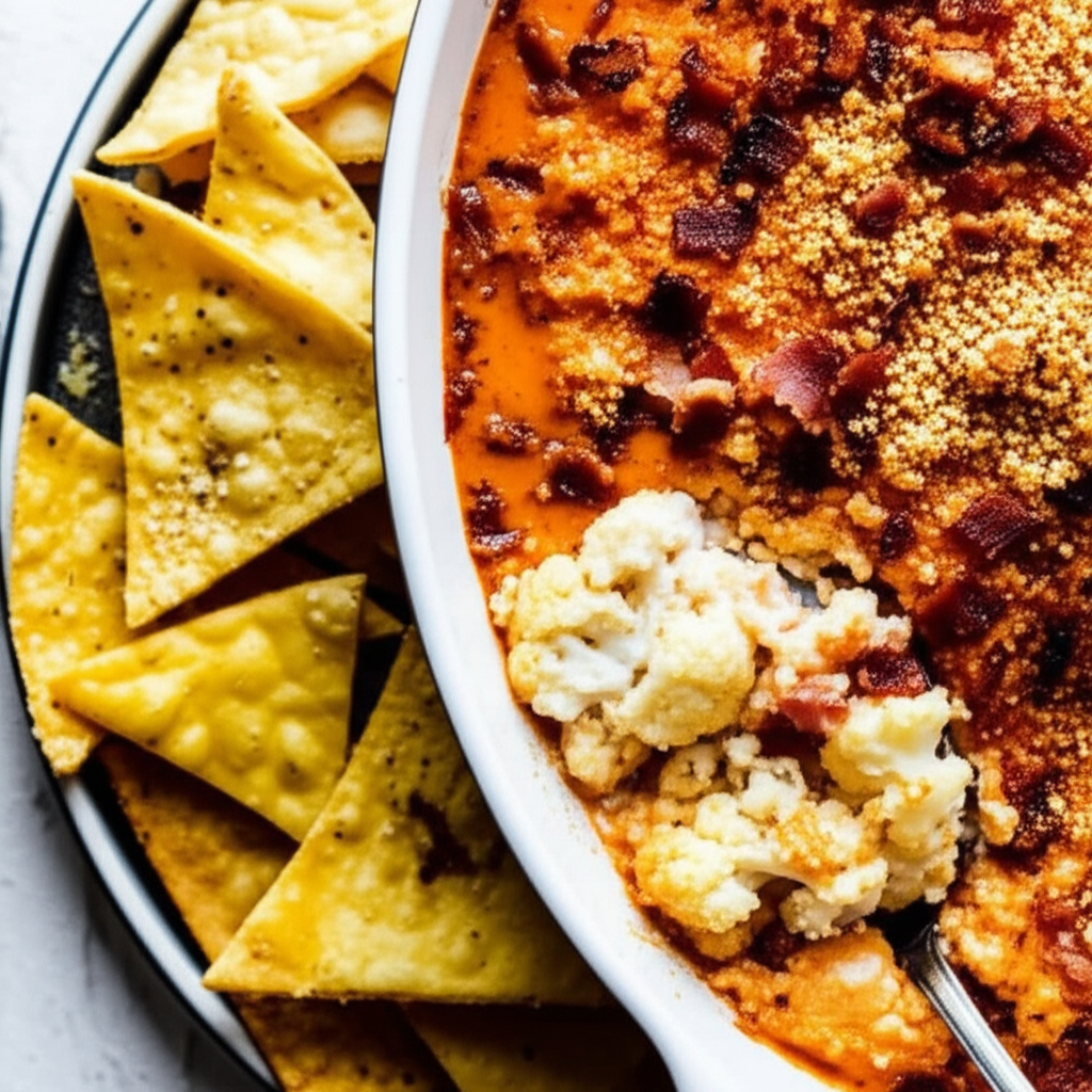 Bacon Kissed Cauliflower Dip W Crispy Corn Tortillas Ragu image